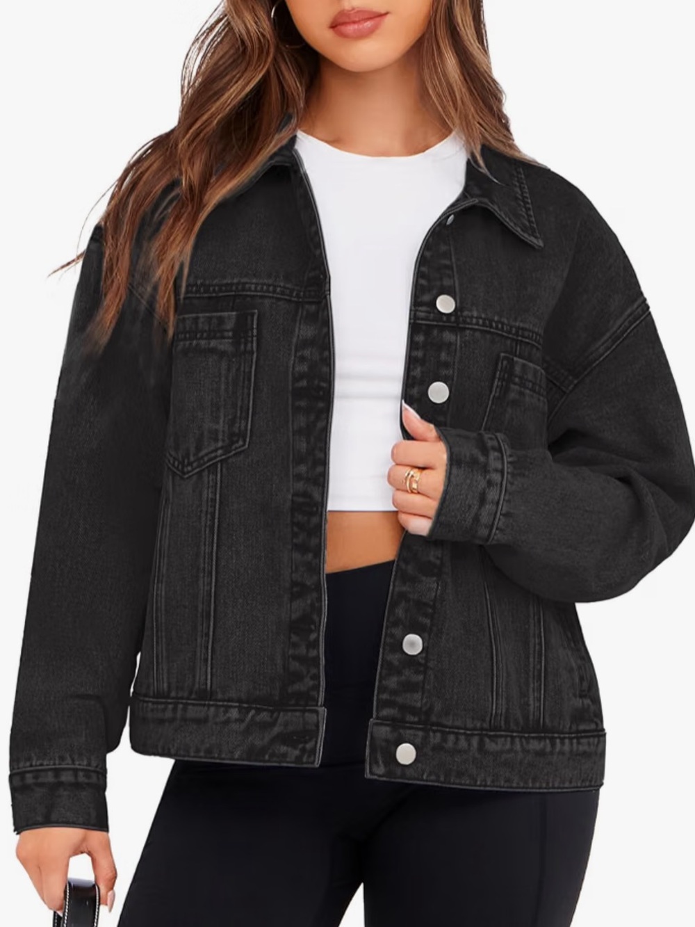 Black Washed Oversized Jean Jacket size M